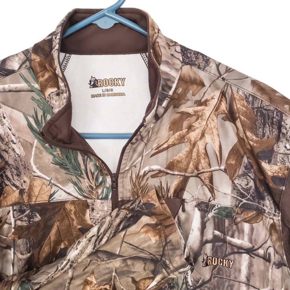 Rocky‎ Pullover Men Large Brown Realtree AP HD Camo 1/4 Zip 600546
